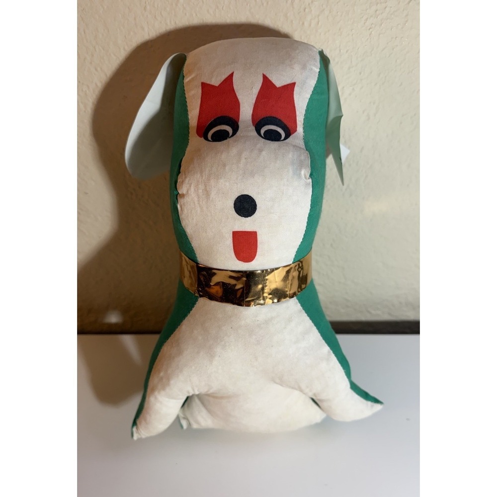 Vintage 60s Stuffed Dog Carnival State Fair Prize Plastic WHITE Ears‎ Plush